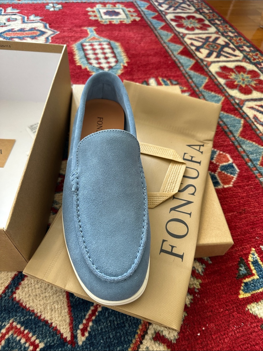 Men’s Suede Slip-On Loafer in Light Blue